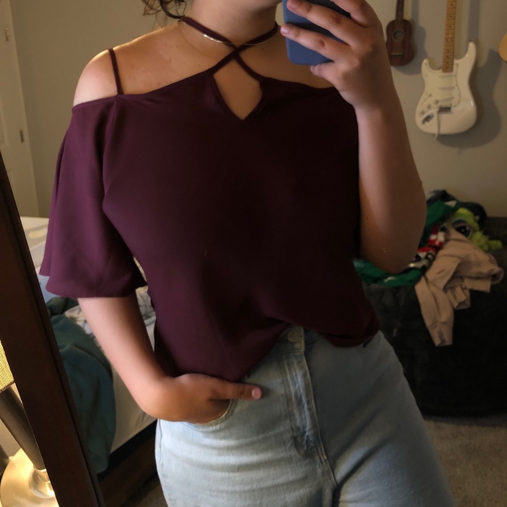 Maroon Cut Out Blouse